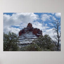 Snöig sätta en klocka på sten i Sedona 2827 Print
