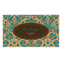 Snöre barock damastast /teal/chestnut brunt visitkort