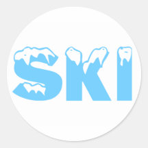 Snöskidåkning Runda Klistermärken