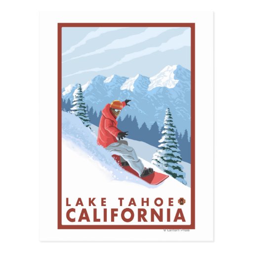 Snowboarderplats - Lake Tahoe, Kalifornien Vykort