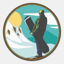 Snowboarding Rund Klistermärke