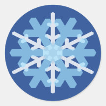 Snowflakerundaklistermärke - blått