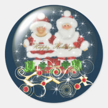 Snowglobe Santa julklistermärke