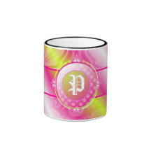 sockerMonogram för limefrukt 311-Pink Kaffe Kopp