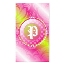 sockerMonogram för limefrukt 311-Pink Visitkort Mallar