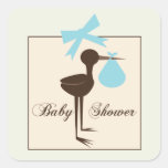 Sofistikerad Storkbaby shower för blått & för brun Klistermärken
