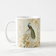 Sofistikerad vintagepåfågel & burlilja kaffe muggar