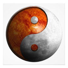 Sol och måne Yin och Yang symbol Fotografiska Tryck