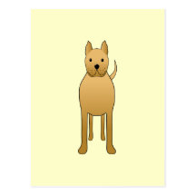 Solbränd brun hund. Cartoon. Vykort