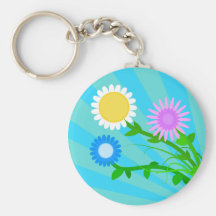 Solig vår blommor Keychain Nyckel Ringar