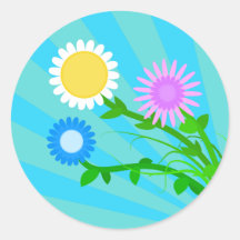 Solig vår blommorrundaklistermärke
