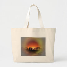 Solnedgång med träd tote bag