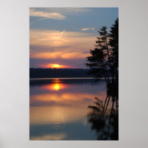Solnedgång och shadowes och reflekterat, trees i N Posters