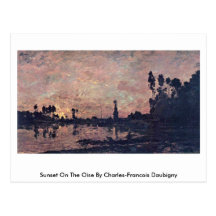 Solnedgång på Oisen av Charles-Francois Daubigny Vykort