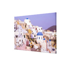 Solnedgång på olja, Santorini 2 Sträckta Canvas Tryck