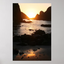 Solnedgång till och med havsbuntarna posters