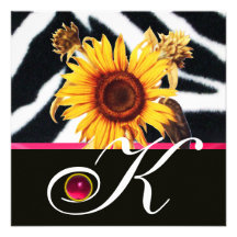 SOLROSOR FÖR VITSEBRA FÖR ROSOR SVART MONOGRAM FÖR PERSONLIGA INBJUDNINGSKORT