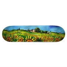 SOLROSOR OCH BYGD I TUSCANY, grönt Skate Deck