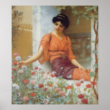 Sommaren blommar vid John William Godward Affisch