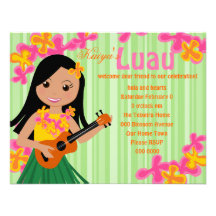 SommarHula ukulele Personliga Inbjudan