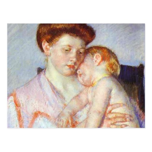 Sömnig babyen. c. 1910, Mary Cassatt Vykort