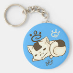 Sömnig Onigiri katt Keychain (blått) Nyckel Ringar
