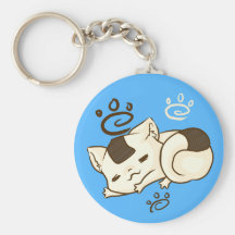 Sömnig Onigiri katt Keychain (blått) Nyckel Ringar