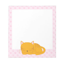 Sömnig orange tabby katt {rosor} memo notepad