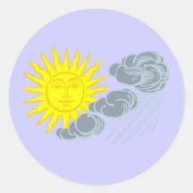 Sonne Wolken Regen sun clouds rain Runder Aufkleber