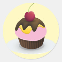 Söt festklistermärke, muffin