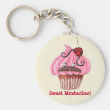 Söt muffin och mustascher nyckelring