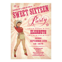 Söta 16 partyinbjudningar för Cowgirl