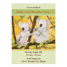 Söta Koalas: Barns födelsedagpartyinbjudan
