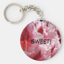 Sött! keychain rosa Rhodies blommar blommigt Nyckelringar