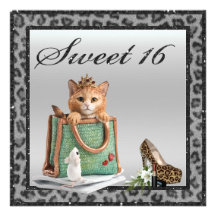 Sött silver för 16 Princess Kattunge Faux Leopard  Anpassade Tillkännagivande