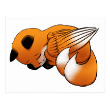 Sova den bevingada orange räven vykort