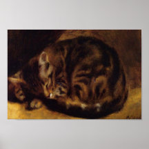 Sova katten vid Renoir Affisch
