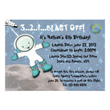 Space Man Birthday Party Custom Invites
