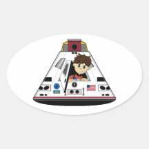 Spaceman och kapselklistermärke