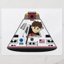 Spaceman- och kapselreklamblad full färg flygblad