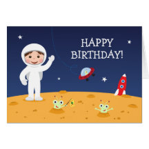 Spaceman på Mars kort för grattis på födelsedagenh