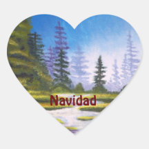 Spansk målning för skog för gräs för Navidad hjärt