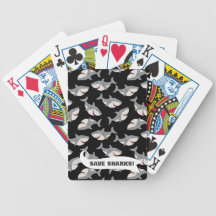 Spara det gulliga hajmönster för hajar som leker k spel kort