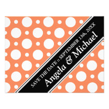 Sparar den orange blandade polka dots för Cafe dat Kort För Inbjudningar