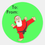 Sparka Santa kampsportjuletiketter Klistermärke