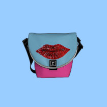 Sparkling röd läpparkortkortmessenger bag rickshaw messenger bags