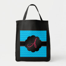 Sparrar för Monogramhimmelblått Tote Bag