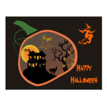 Spökat hus i en pumpaHalloween vykort