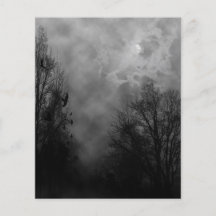 Spöklik Halloween himmel med Ravensreklamblad Personliga Flygblad