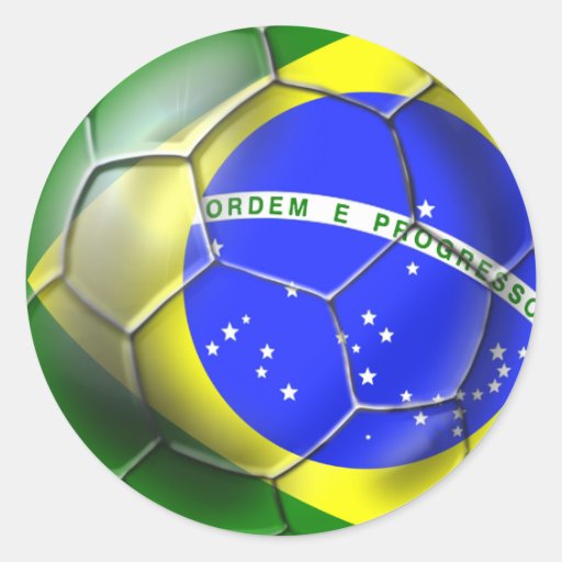 Sportar 2014 för flagga för Brasilien Brasil fotbo Runda Klistermärken